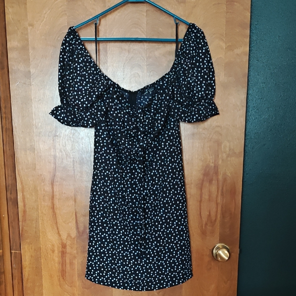 SHEIN Black Mini Dress with White Dots